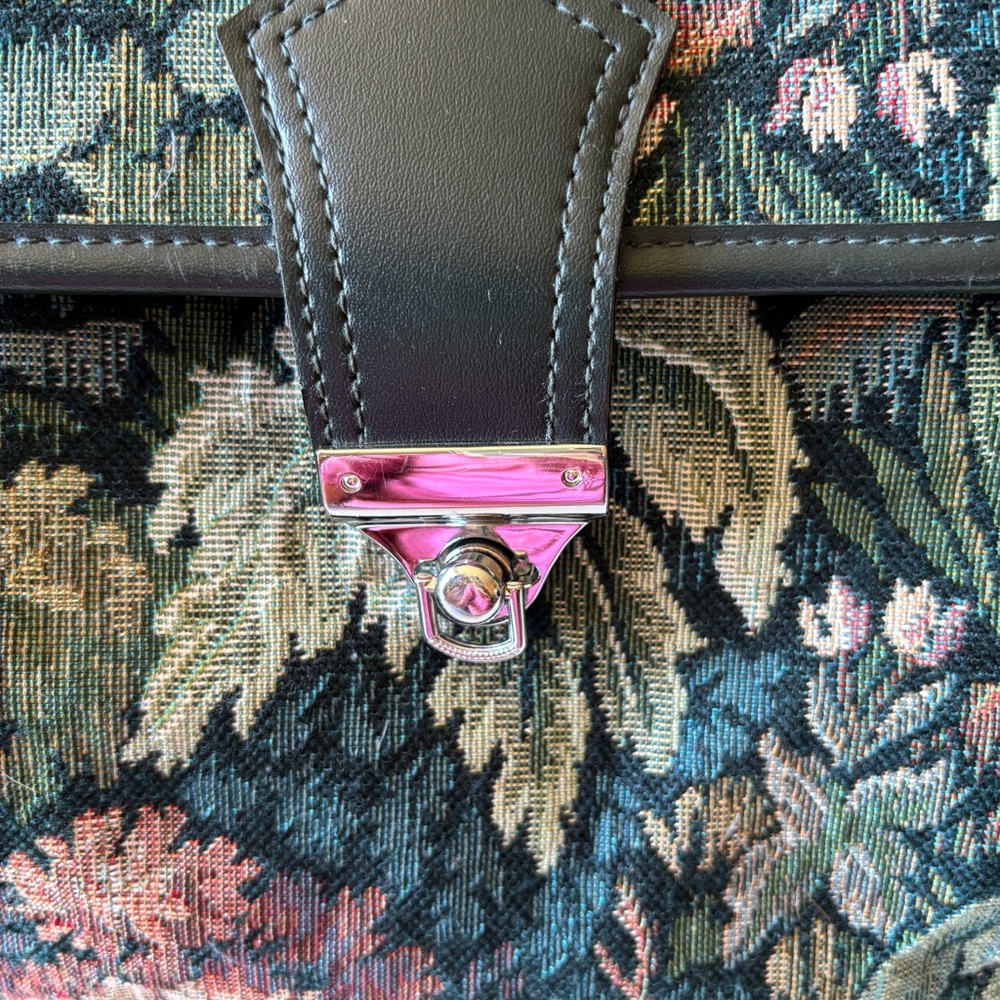 Vintage Atlantic Floral Tapestry Doctor Bag Carpet Weekender Lock Closure - Picture 5 of 16